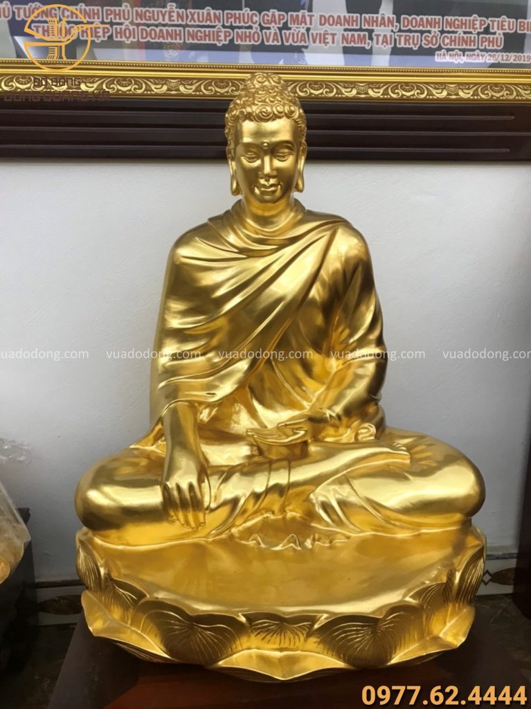 Tượng Phật Thích Ca thếp vàng 9999 cao 60cm 