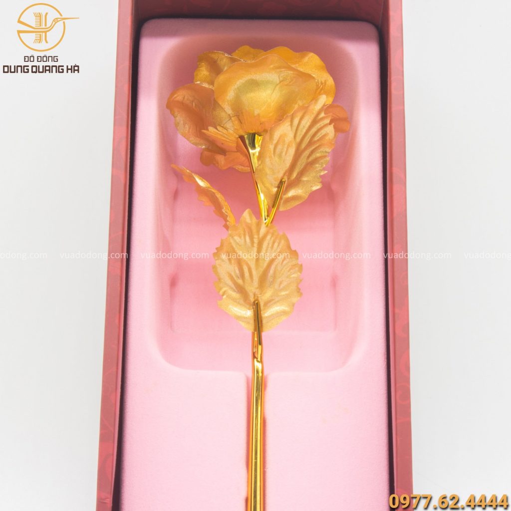 Hộp quà tặng hoa hồng mạ vàng 24k 