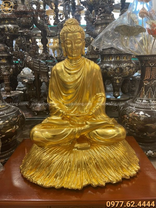 Tượng Phật Thích Ca bằng đồng thếp vàng 9999 cao 60cm