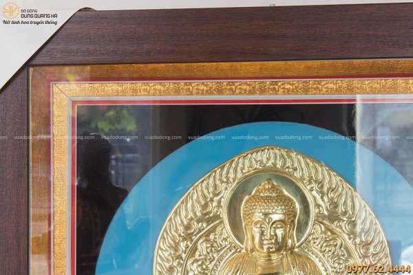 Bức tranh Phật Adida đẹp bằng đồng vàng khung vuông 49cm