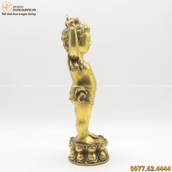 Tượng Phật Đản Sinh bằng đồng vàng đẹp tinh xảo cao 40cm