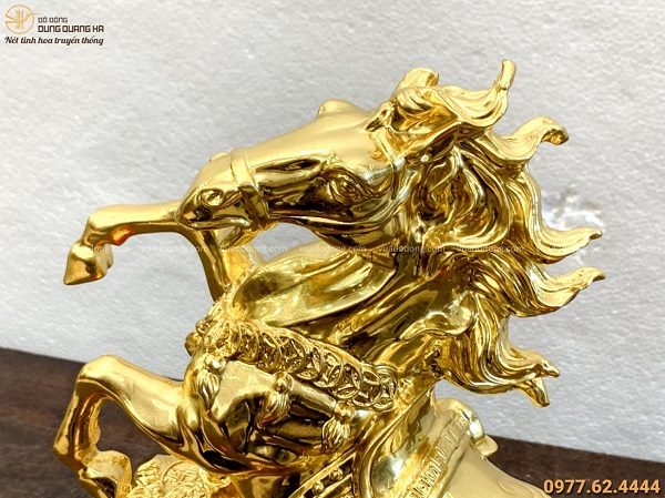 Tượng ngựa phong thủy tài lộc độc đáo bằng đồng mạ vàng 24k