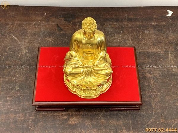Tượng Phật A Di Đà ngồi thiền bằng đồng thếp vàng cao 25cm