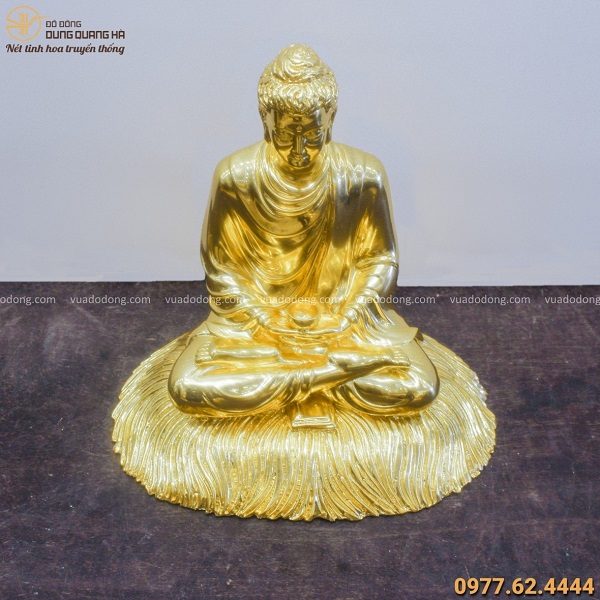 Tượng Phật Thích Ca ngồi thiền bằng đồng dát vàng tôn nghiêm