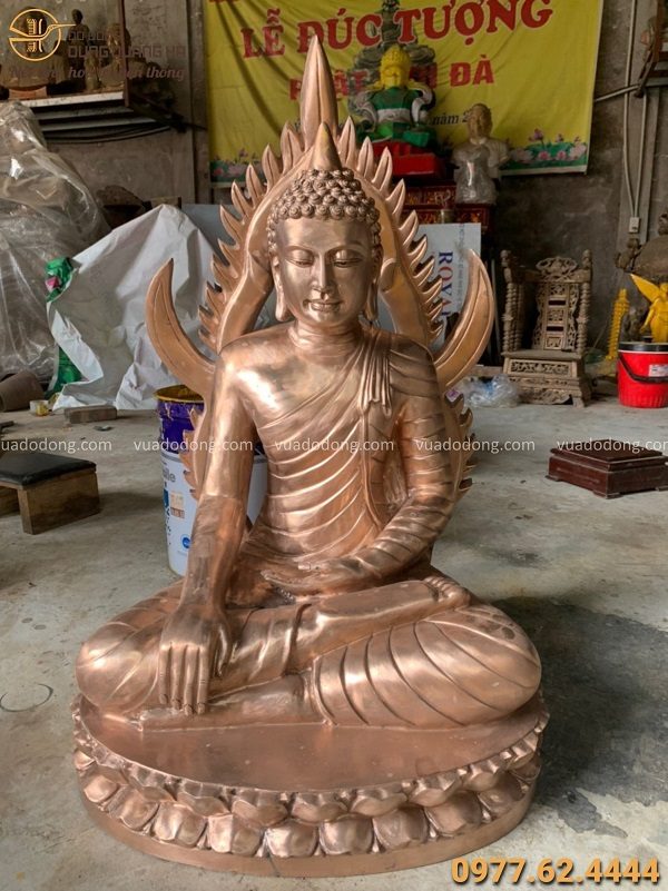 Tượng Phật Thái Lan cao 90cm bằng đồng đỏ thếp vàng 9999