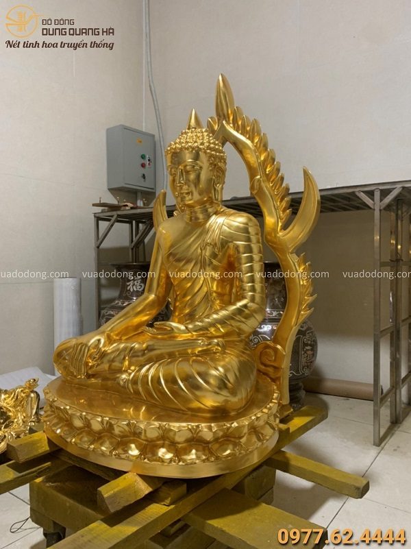 Tượng Phật Thái Lan cao 90cm bằng đồng đỏ thếp vàng 9999