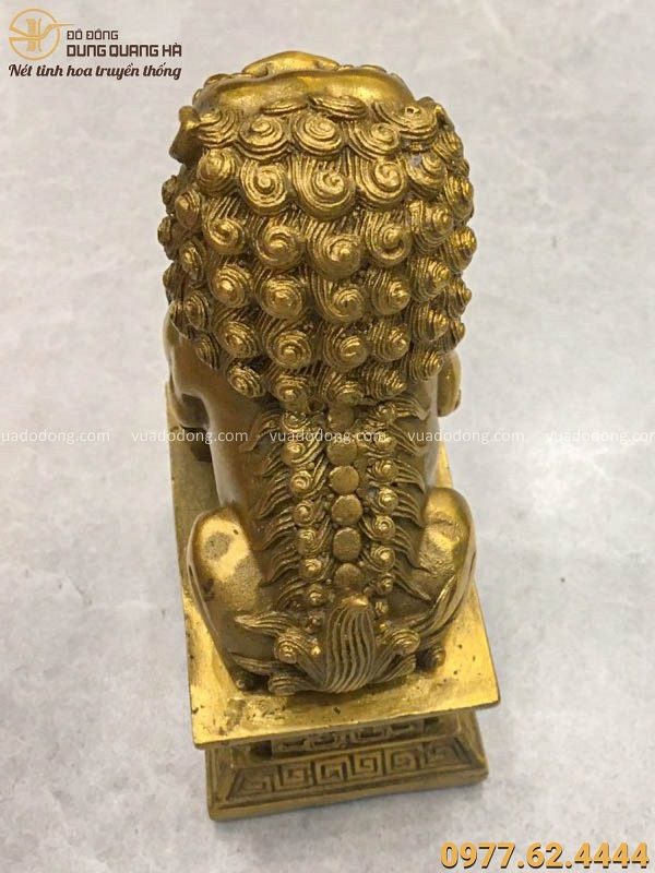 Tượng con Nghê phong thủy cao 17cm bằng đồng vàng độc đáo