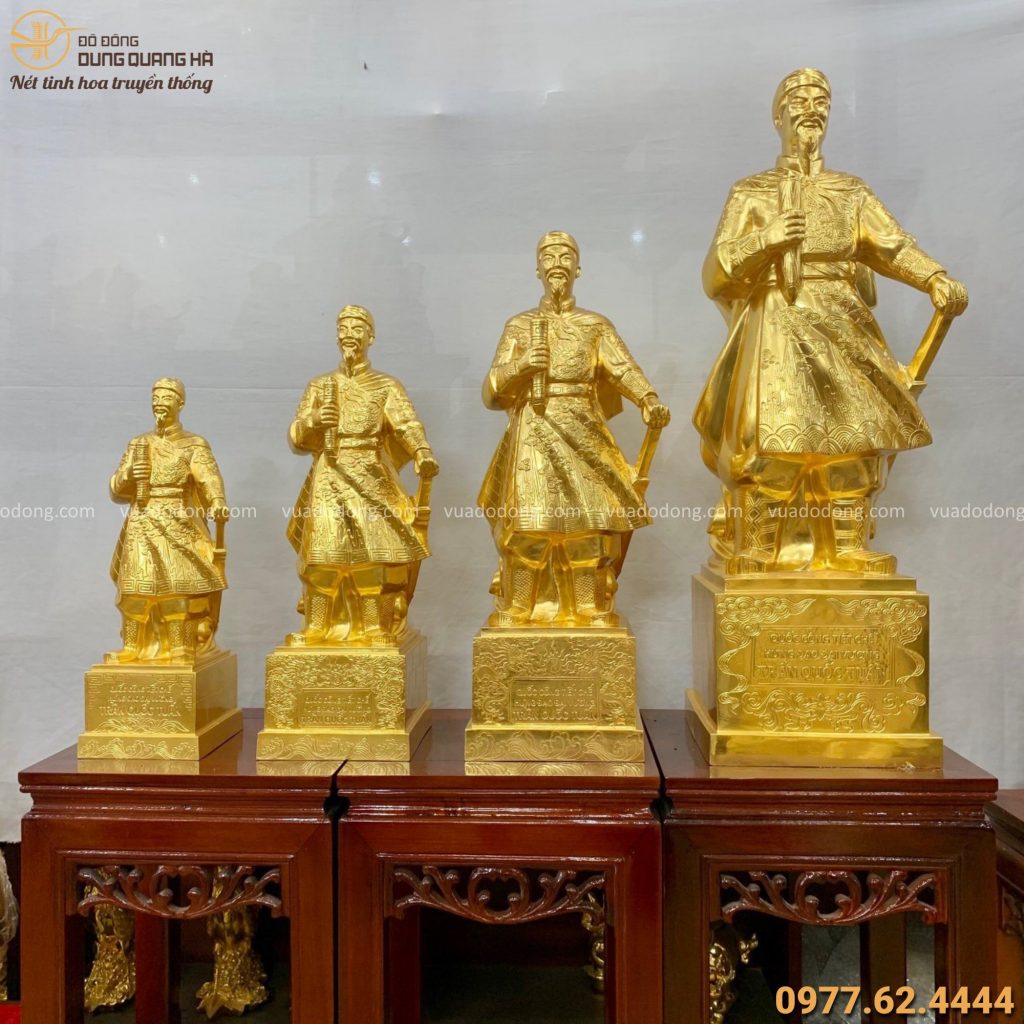 Bộ 4 bức tượng Trần Hưng Đạo dát vàng 9999 đẹp độc đáo 