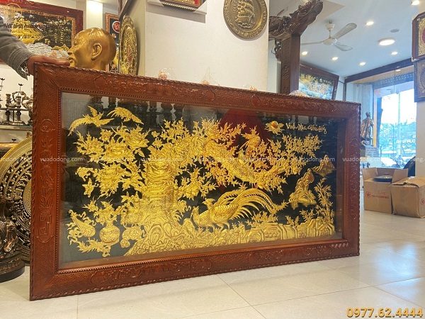 Tranh đồng Vinh Hoa Phú Quý thếp vàng kích thước 1m7x90cm