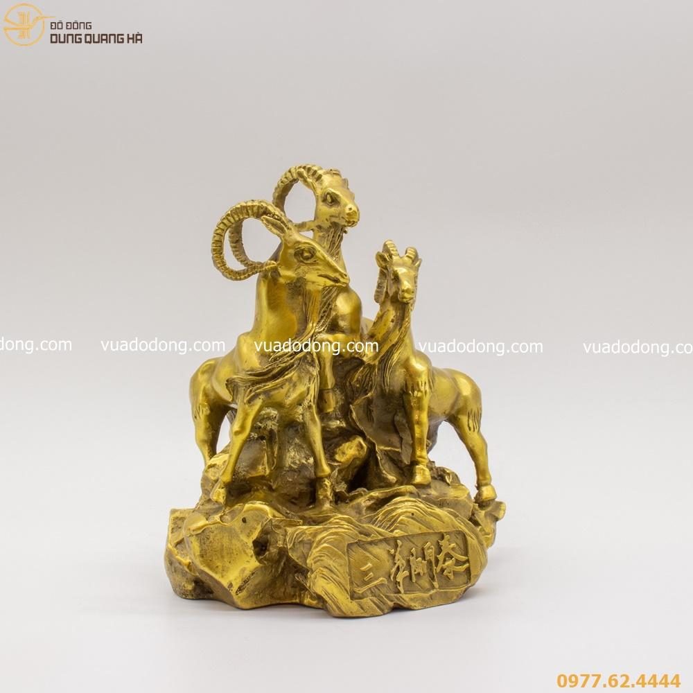 Tượng dê phong thủy Tam Dương Khai Thái bằng vàng mộc 