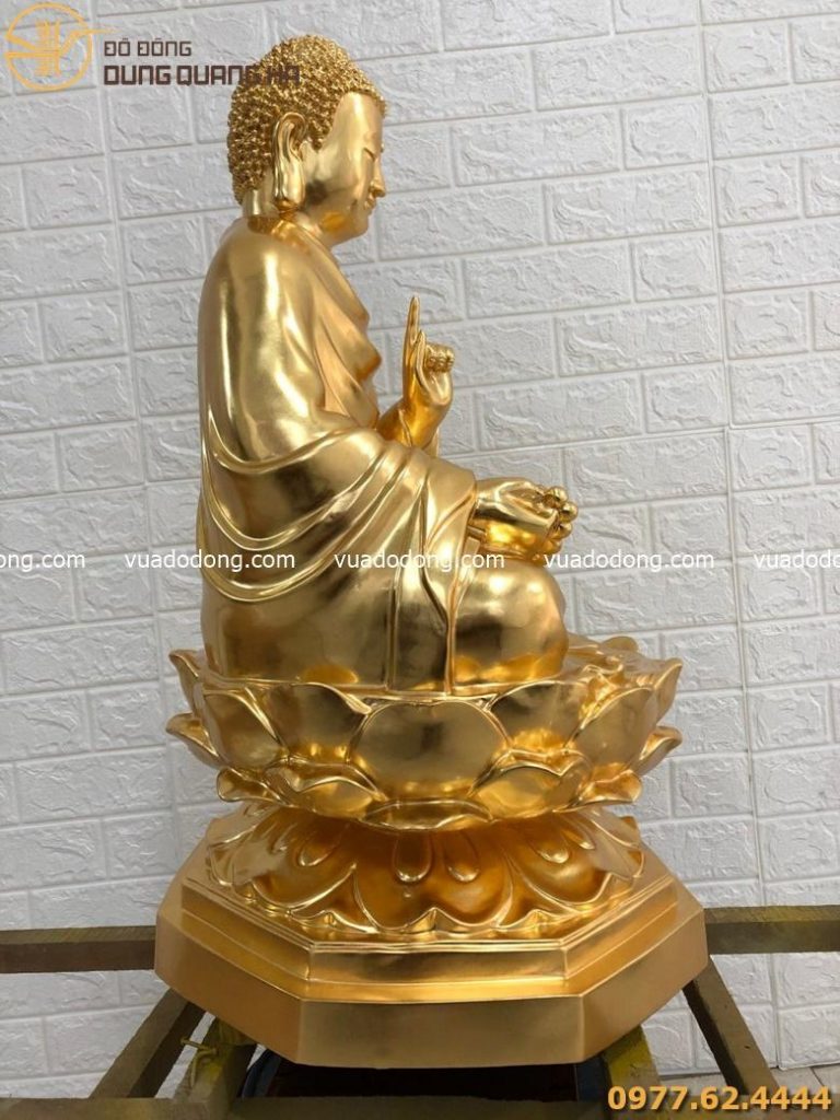 Tượng Phật Thích Ca cầm tràng hạt bồ đề thếp vàng 9999