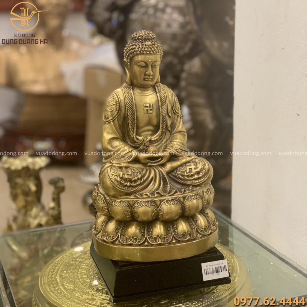 Tượng Phật Adida bằng đồng vàng cao 30cm
