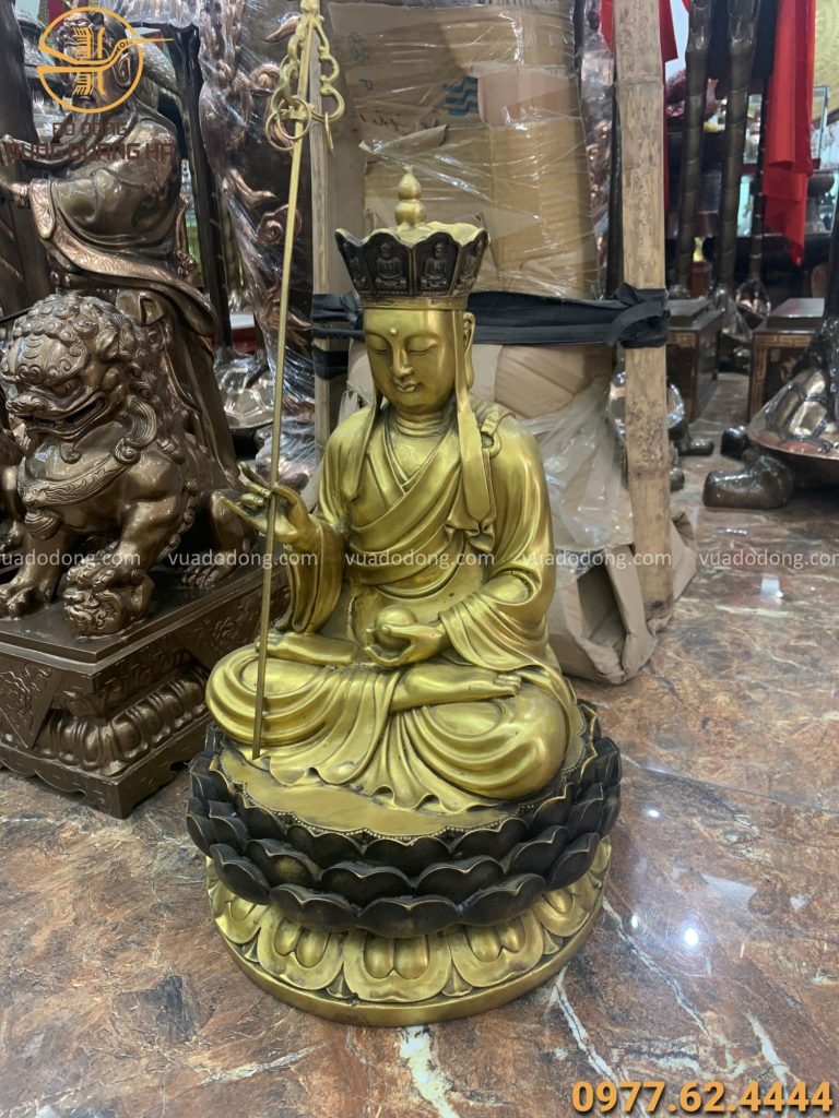 Tượng Phật Địa Tạng bằng đồng vàng cao 47cm