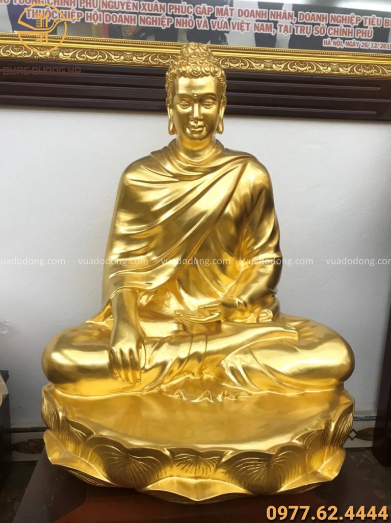 Tượng Phật Thích Ca thếp vàng 9999 cao 60cm 