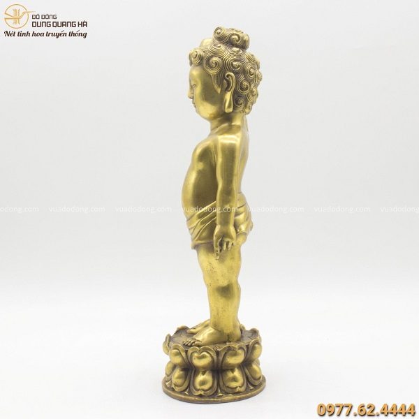 Tượng Phật Đản Sinh bằng đồng vàng đẹp tinh xảo cao 40cm