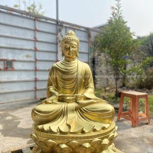 Tượng Phật Thích Ca đẹp tôn nghiêm bằng đồng đỏ cao 99cm