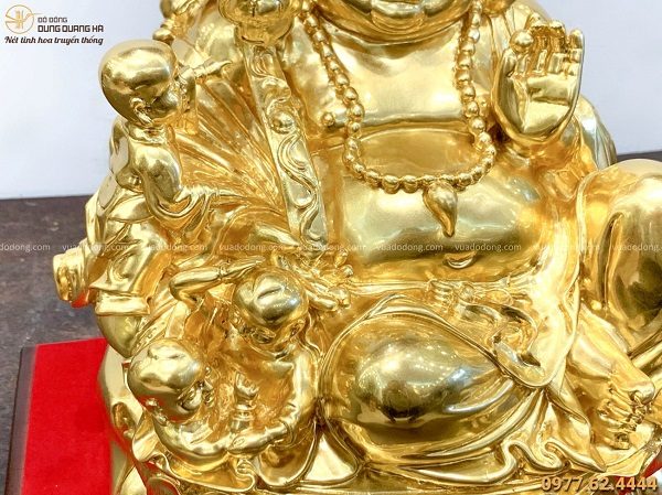 Tượng Phật Di Lặc ngũ phúc bằng đồng dát vàng thiết kế tinh xảo