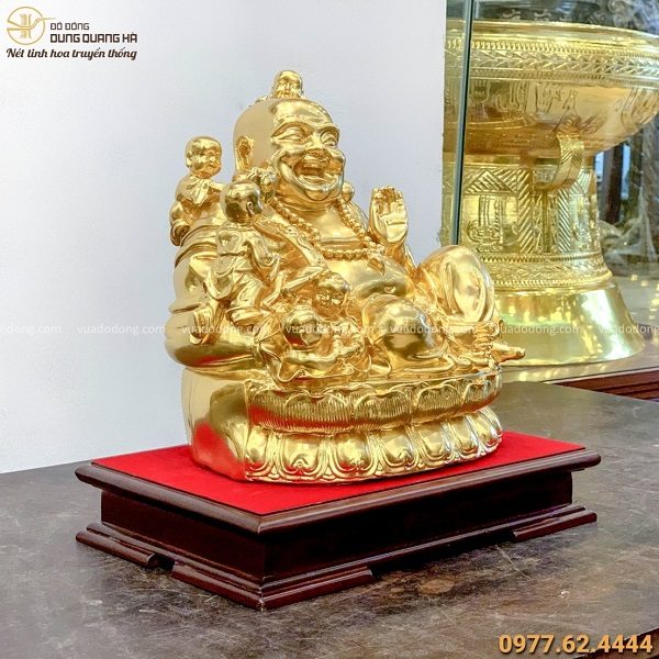 Tượng Phật Di Lặc ngũ phúc bằng đồng dát vàng thiết kế tinh xảo