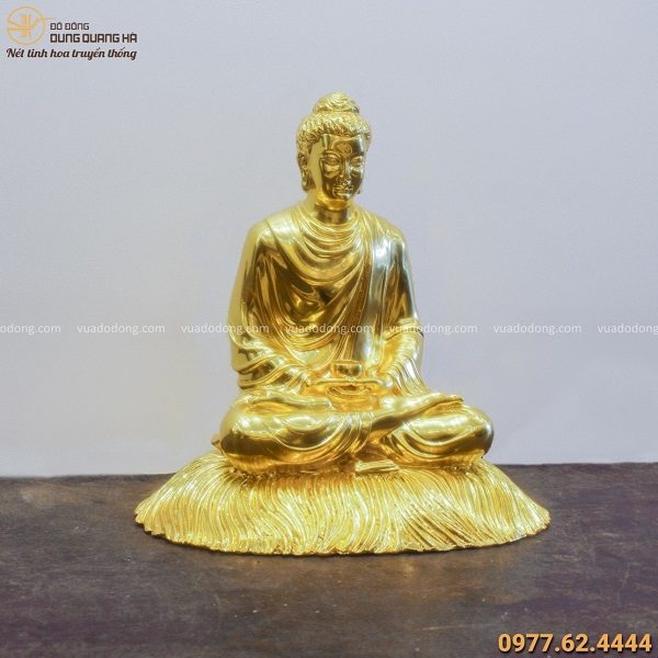 Tượng Phật Thích Ca ngồi thiền bằng đồng dát vàng tôn nghiêm