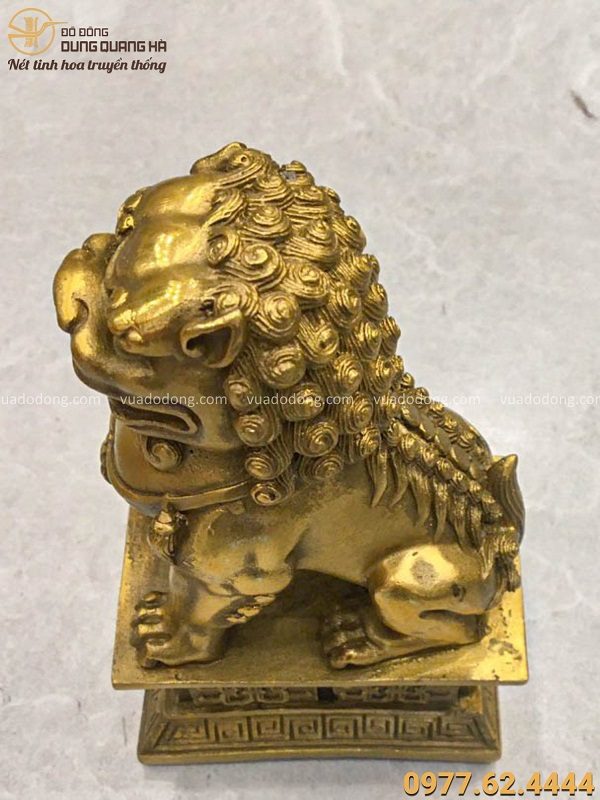 Tượng con Nghê phong thủy cao 17cm bằng đồng vàng độc đáo