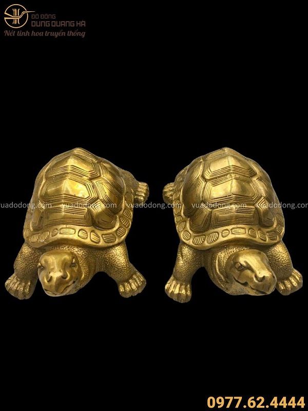 Tượng Rùa phong thủy bằng đồng vàng tinh xảo chiều ngang 15cm