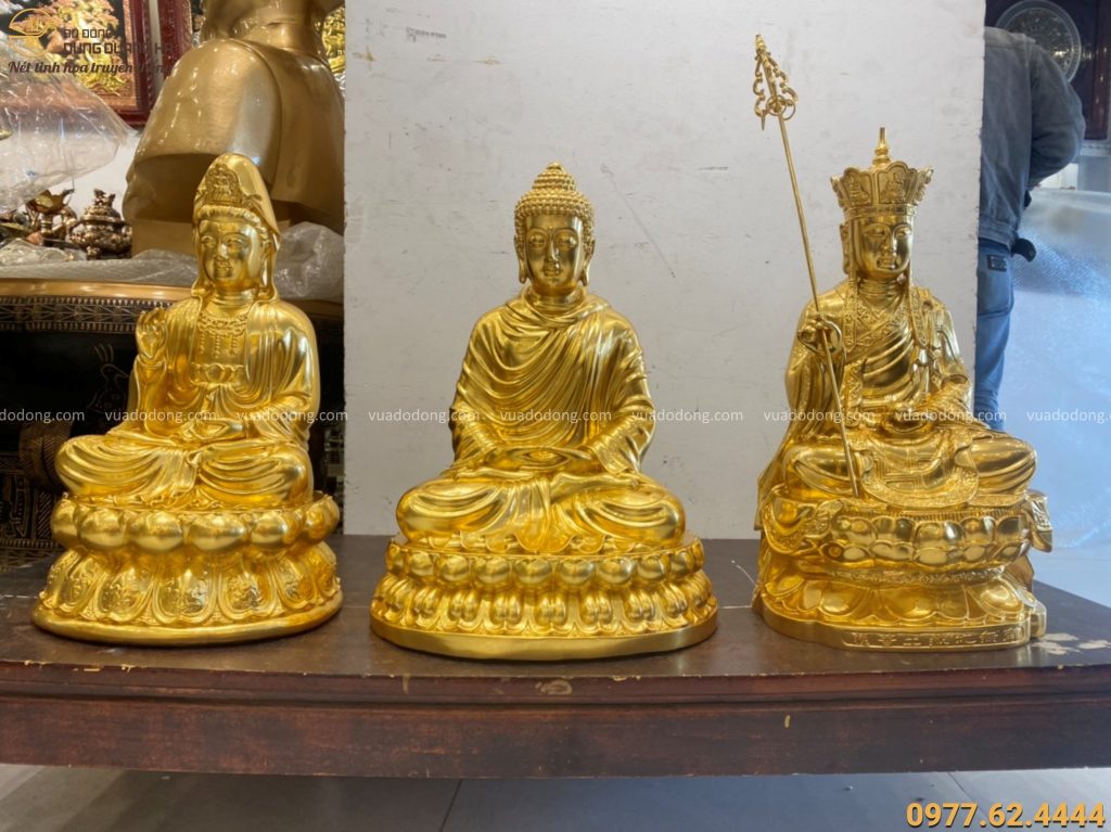 Tượng Tam Thánh Phật dát vàng