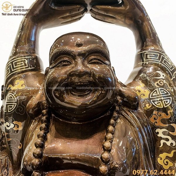 Tượng Phật Di Lặc bằng đồng khảm ngũ sắc thiết kế tinh xảo