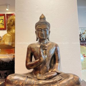 Tượng Phật nghệ thuật decor bằng đồng đỏ hun giả cổ cao 1m