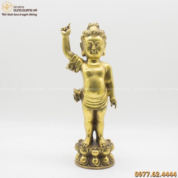 Tượng Phật Đản Sanh mini bằng đồng vàng cao 40cm