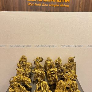 Bộ tượng thập bát La Hán bằng đồng vàng cao 15 cm