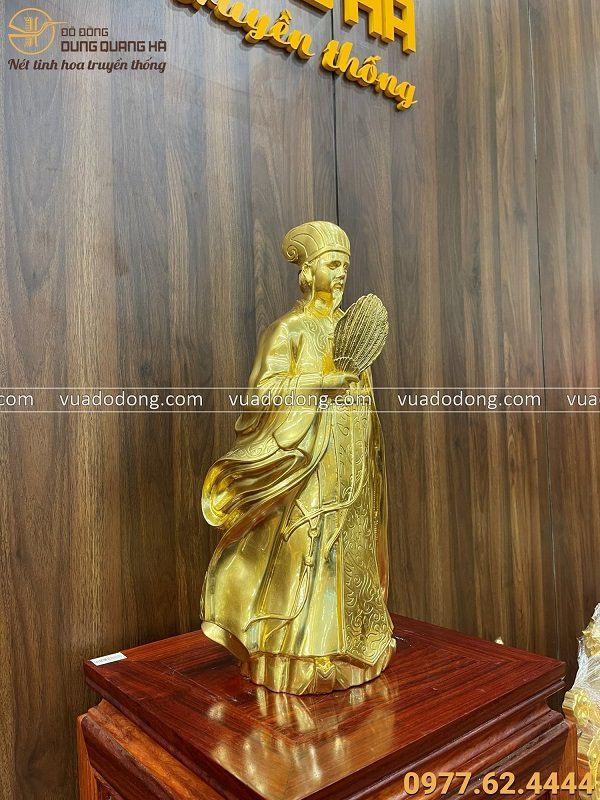 Tượng Khổng Minh bằng đồng dát vàng 9999 cao 50cm