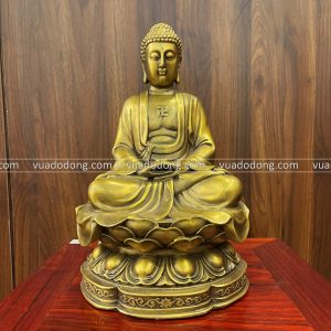Tượng Phật Adida ngồi thiền đồng vàng kích thước 32 x 21 x 19 cm