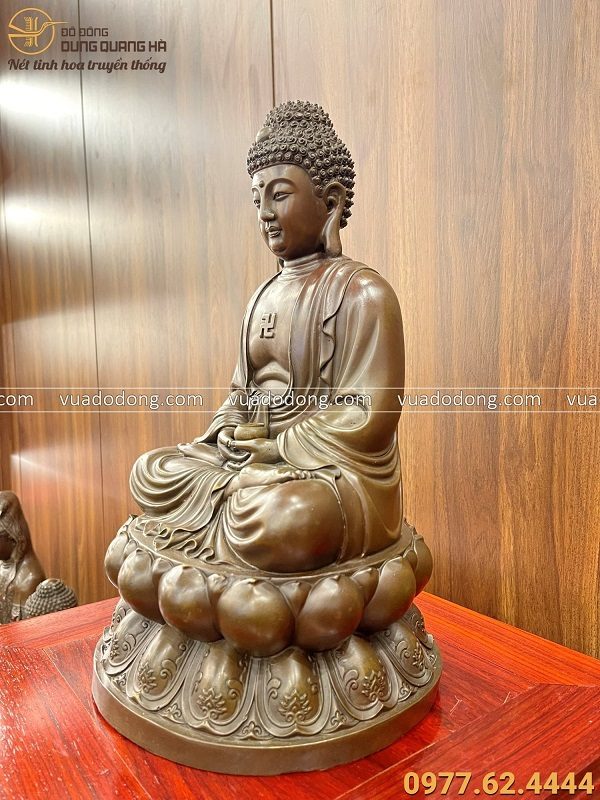 Tượng Phật A Di Đà tọa Thiền đồng vàng giả cổ 40x21x21 cm nặng 5,5kg