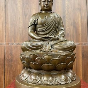 Tượng Phật Di Đà tĩnh tọa bằng đồng giả cổ 50x30x28cm nặng 14kg