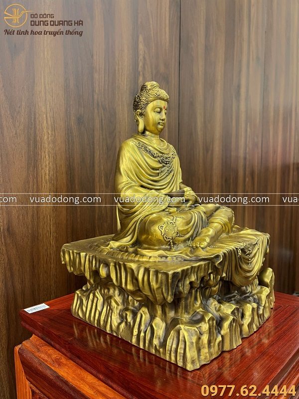 Tượng Phật Thích Ca đẹp ngồi thiền trên bệ đá 38x32x21cm nặng 8kg