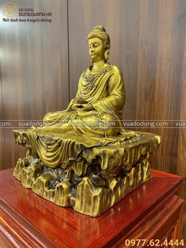 Tượng Phật Thích Ca đẹp ngồi thiền trên bệ đá 38x32x21cm nặng 8kg