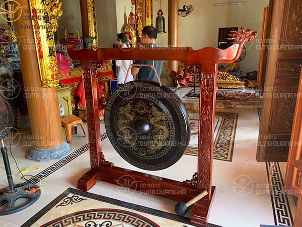 Lắp đặt chiêng đồng đường kính 90cm tại Đền làng An Lãng, xã Trực Chính, Trực Ninh, Nam Định