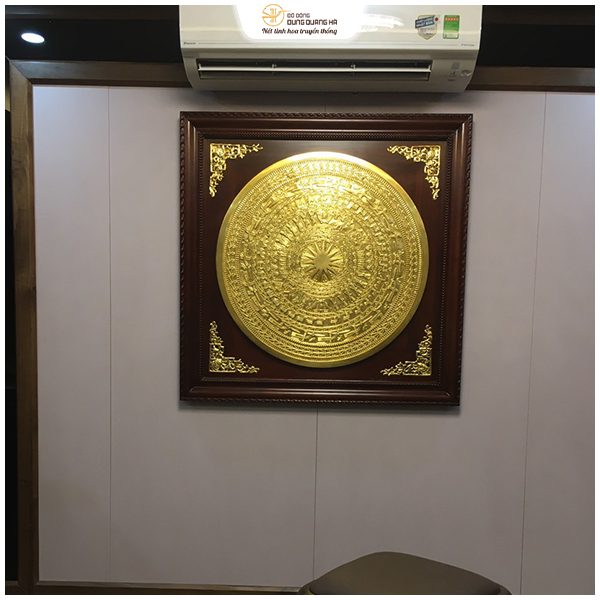 Giao lắp mặt trống đồng 80 dát vàng khung 1m07 tại Hoàng Mai, Hà Nội
