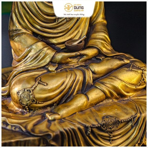 Tượng Đức Phật Thích Ca Mâu Ni ngồi bệ đá cao 40cm bằng đồng vàng