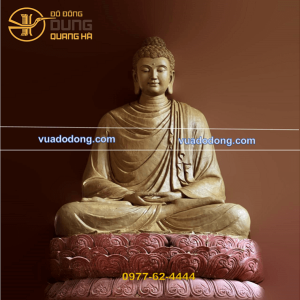 Tượng Phật Thích Ca ngồi thiền trên tòa sen bằng đồng đỏ cao 2m