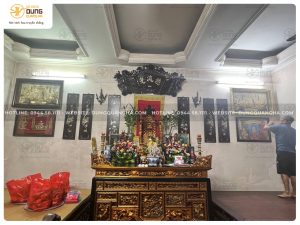 Đồ đồng Dung Quang Hà lắp đặt Tranh Mừng Thọ cho khách tại Gia Lâm - Hà Nội