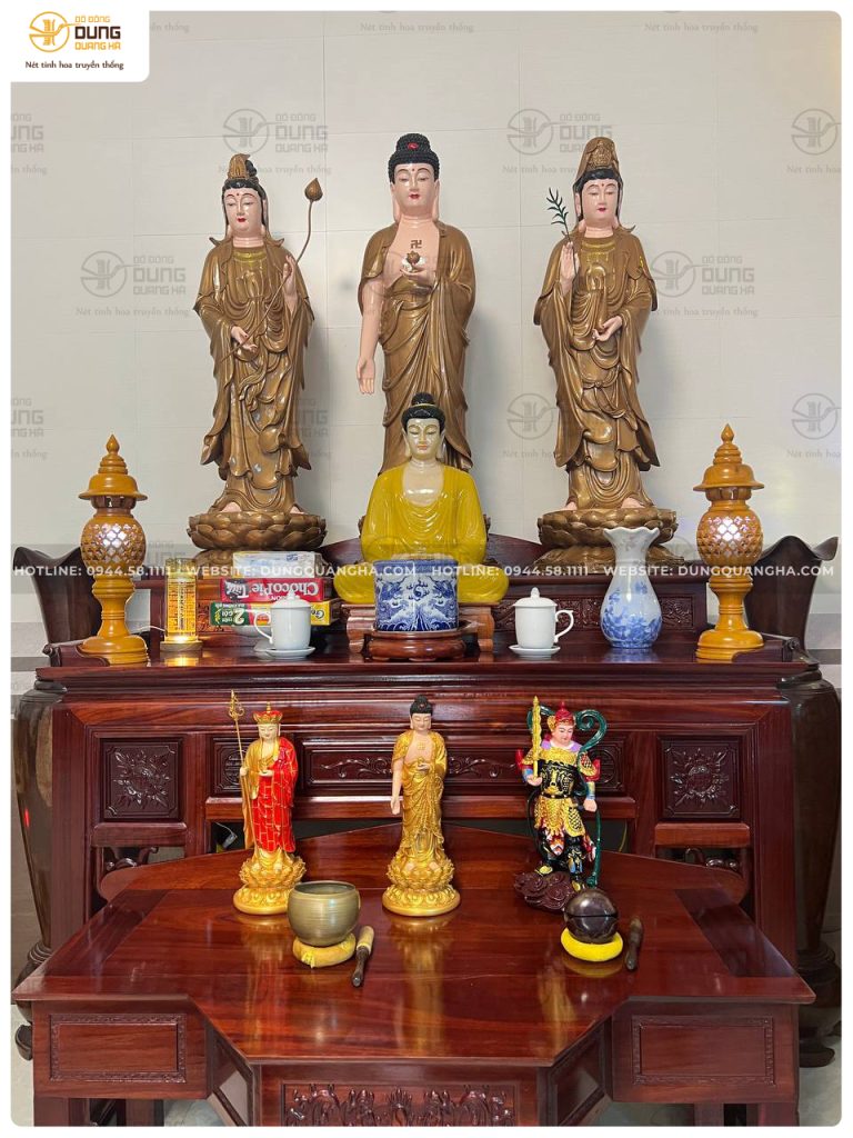 Bàn giao tượng Tây Phương Tam Thánh Phật 1m2 cho Thầy tại Nghệ An