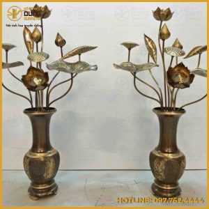 Bó hoa sen bằng đồng vàng chế tác tinh xảo