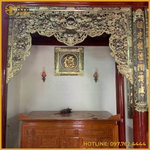 Cửa võng song long chầu nguyệt bằng đồng 