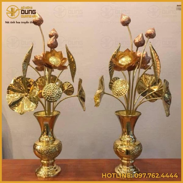 Hoa sen bằng đồng vàng sang trọng