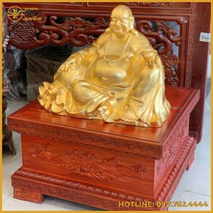 Tượng Phật Di Lặc ngồi bằng đồng đỏ làm màu