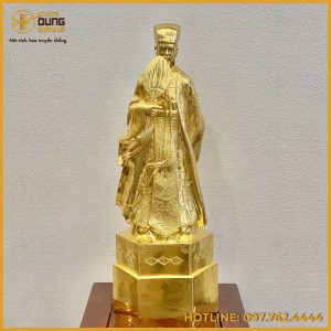 Tượng Khổng Minh đẹp bằng đồng thếp vàng 9999