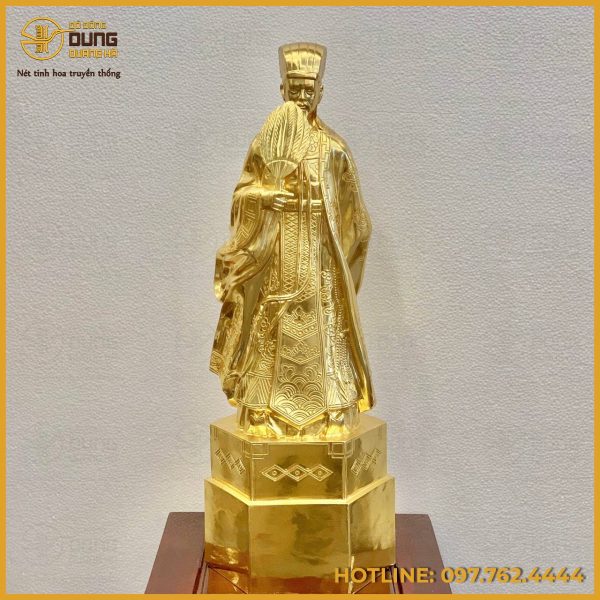 Tượng Khổng Minh đẹp bằng đồng thếp vàng 9999