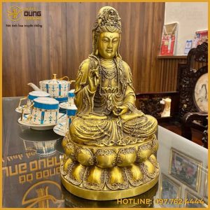 Tượng Quan Thế Âm Bồ Tát đồng vàng tinh xảo