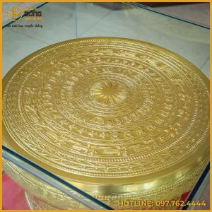 Quả trống đồng đỏ dát vàng đường kính 50cm 